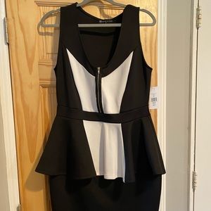 Fashion to Figure Black/White Peplum Dress NWT